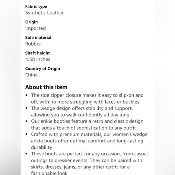 Vepose Women's Low Wedge Boots, Comfortable Ankle Booties with Inside Zipper - Picture 6 of 7